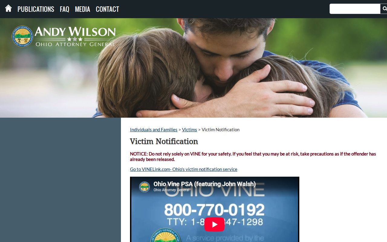 Ohio VINE information for Preble County inmate release notifications